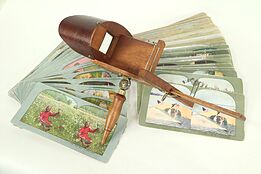Stereo Antique Stereoscope Viewer & 75 Humorous & Travel Cards Set #29124