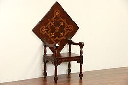 Scandinavian 1900 Antique Combination Chair & Folding Table, Mahogany, Marquetry
