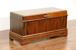 Art Deco Waterfall 1930's Vintage Cedar Chest, Signed Roos