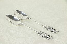 Grand Baroque Wallace Pair Sterling Silver 9" Salad Serving Spoons #30266