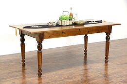 Country Pine & Maple 1890 Antique Farmhouse Harvest Dining Table