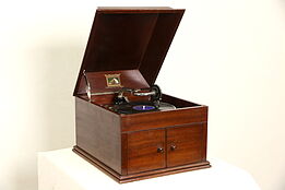 Victor Talking Machine Model 109, Tabletop 1915 Antique Mahogany Victrola