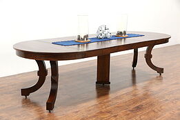 Arts & Crafts Mission Oak Antique 45" Craftsman Dining Table, 6 Leaves