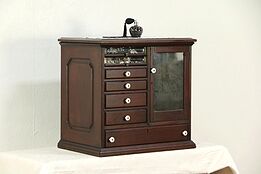 Victorian Antique Walnut Spool Cabinet, Jewelry Chest, End Table #29855