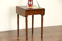 Sheraton 1830's Antique Cherry Dropleaf Pembroke Lamp or End Table, Nightstand