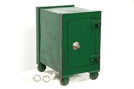 Iron Safe with Combination Lock or 1900 Antique Chairside Table, Green Paint