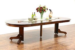 Arts & Crafts Mission Oak Antique Craftsman Dining Table, 6 Leaves, Extends 10'
