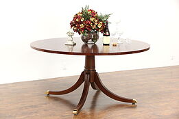 Round Banded Mahogany Dining, Breakfast or Conference Table, Signed Councill