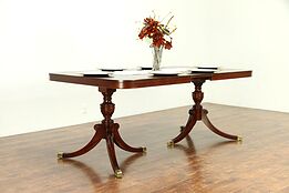 Traditional Double Pedestal Mahogany Vintage Dining Table, 1 Leaf #30676