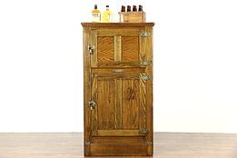 Oak & Ash 1900 Antique Pantry Icebox Cabinet, Signed Baldwin Vermont