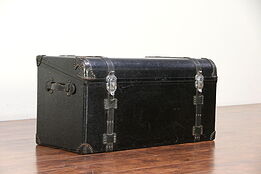 Car Trunk from 1920's Antique Auto, Leather & Nickel Mounts #30039