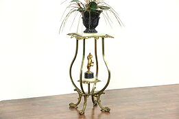 Victorian 1890's Antique Brass & Onyx Plant Stand or Sculpture Pedestal