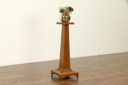 Plant Stand or Antique Sculpture Pedestal, Inlaid & Banded #31950