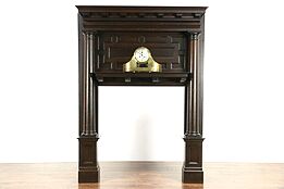 Oak 1895 Architectural Salvage Antique Renaissance Fireplace Mantel & Surround