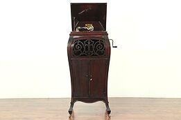Sonora Signed Antique Mahogany Phonograph, Wind Up Player & Records #29159