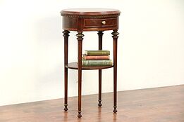 Walnut, Burl & Banded Antique Oval Nightstand or End Table #29383