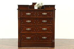 Victorian Eastlake Antique Carved Walnut Chest or Dresser, Jewelry Drawers