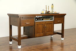 Oak Antique Kitchen Island, Wine & Cheese Tasting Table, Cooking School #29086