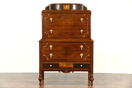 English Tudor Carved 1925 Antique Tall Chest or Highboy