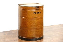 Flour Drum or Bin, 1900 Antique Faux Wood Grained Steel Barrel, England
