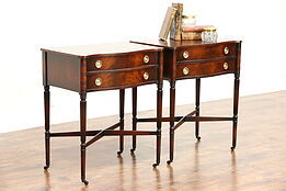 Pair of Traditional Sheraton Style Mahogany Vintage End Tables or Nightstands