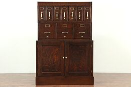 Oak Quarter Sawn Antique 1910 Stacking File, 10 Drawers & Cabinet #28881