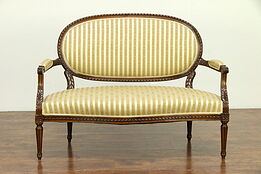 French Louis XVI Antique Carved Fruitwood Salon Loveseat #30654