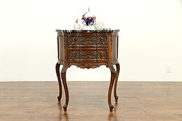 French Style Antique Nightstand, Chest or Lamp Table, Black Marble Top #31568