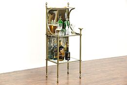 Victorian Antique 1900 Brass & Onyx Etagere Curio Bar or Towel Stand
