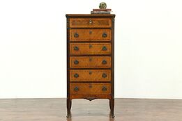Marquetry Antique 1910 Lingerie or Jewelry Chest Signed England #28710