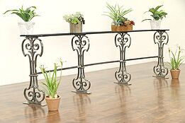 Architectural Salvage Antique Curved Wrought Iron Console Table #30802