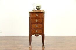 French Antique Rosewood Lingerie Chest or End Table, Marble Top #31628