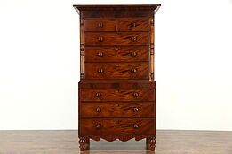Scottish 1860 Antique Mahogany Highboy or Tall Chest on Chest