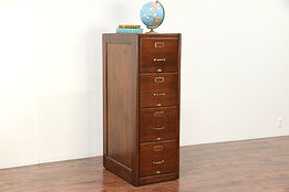 Oak Antique 4 Drawer Office or Library Filing or Music File Cabinet  #29711