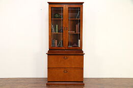 Cherry Vintage Library or Office Lateral File & Bookcase, Paoli B #30601