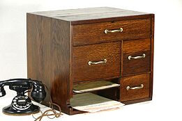 Oak 1900 Antique Desktop File, Signed Ohmer of Dayton