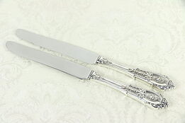 Pair of 9" Sterling Silver Dinner Knives Rose Point by Wallace #30137