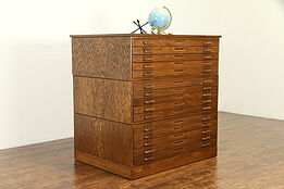 Oak 15 Drawer Vintage Stacking Map Chest Drawing or Document File Cabinet #31656