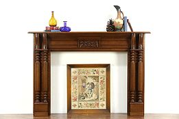 Victorian Carved Oak Antique Fireplace Mantel, 1880 Architectural Salvage