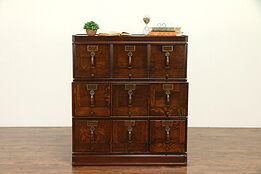 Oak Antique 9 Drawer Stacking File Cabinet, Tilt Fronts, Globe Wernicke #30412