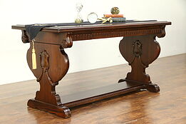 Walnut Carved Antique Hall Console or Sofa Table, Drawer #30568