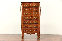 French Semainier Vintage Lingerie Chest Rosewood & Tulipwood, Marble Top #29500