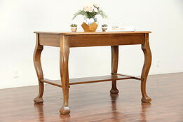 Quarter Sawn Oak Antique Library Table or Writing Desk #29918