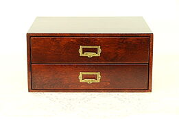 Desk Top Birch Antique 2 Drawer File Cabinet, Original Pulls #30300