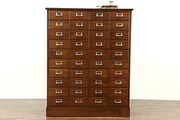 Walnut Antique 40 Drawer Library or Office File Cabinet, Original Nickel Pulls
