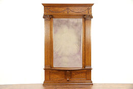 Classical Carved Oak Antique 1900 Beveled Hall or Pier Mirror #30454
