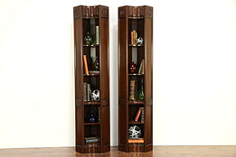 Pair of Cherry Vintage Corner Bookcases, Charleston Collection by Harden #30560
