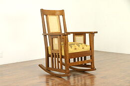 Arts & Crafts Mission Oak Rocking Chair, Antique Craftsman Rocker #30849