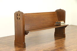 Oak Carved Antique 64" Long Pew or Entry, Hall Bench #30983