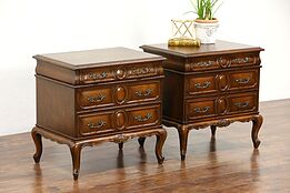 Pair Country French Fruitwood Vintage End Tables or Nightstands, Small Chests